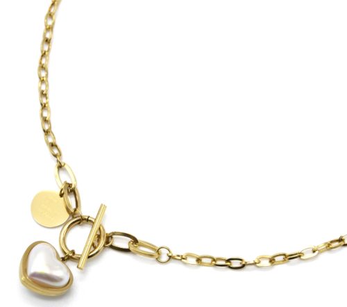 Collier-Chaine-Maillons-avec-Cercle-et-Barre-Acier-Dore-et-Coeur-Nacre