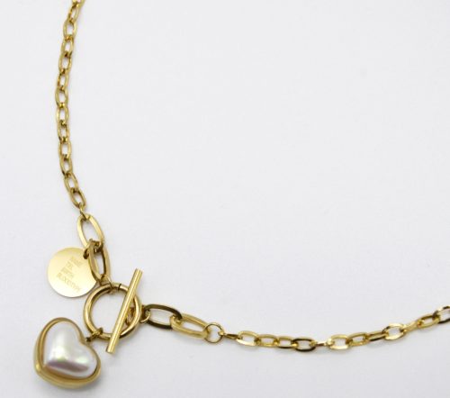 Collier-Chaine-Maillons-avec-Cercle-et-Barre-Acier-Dore-et-Coeur-Nacre