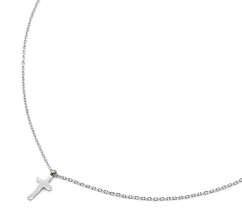 Collier-Fine-Chaine-Pendentif-Croix-Acier-Argente