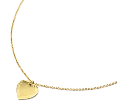 Collier-Fine-Chaine-Pendentif-Medaille-Coeur-Acier-Dore