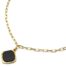 Collier-Chaine-Maillons-avec-Pierre-Carree-Noire-Contour-Acier-Dore