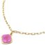 Collier-Chaine-Maillons-avec-Pierre-Carree-Mauve-Contour-Acier-Dore