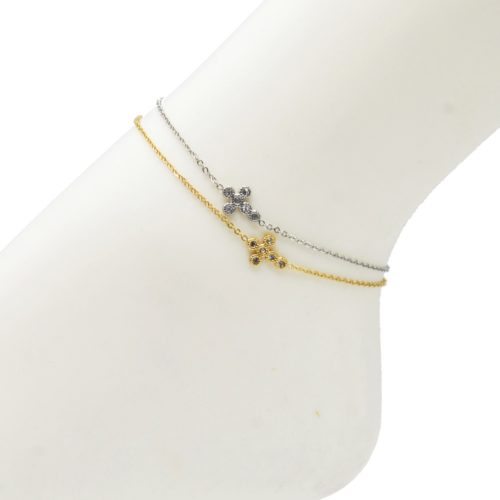 Fine-Chaine-Cheville-Acier-avec-Croix-Multi-Strass