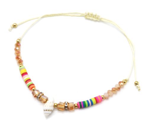 Chaine-de-Cheville-Cordon-avec-Pierres-Beiges-Pieces-Multicolores-et-Coquillage