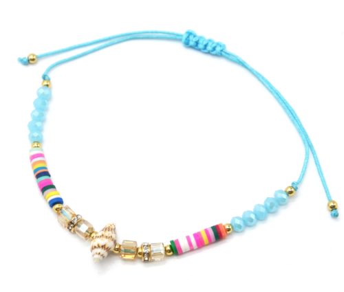 Chaine-de-Cheville-Cordon-avec-Pierres-Turquoises-Pieces-Multicolores-et-Coquillage