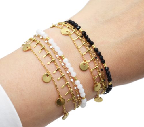 Bracelet-Multi-Rangs-avec-Pampilles-Acier-Dore-Mini-Perles-et-Pierres