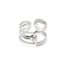 Bague-Large-Multi-Rangs-avec-Boucle-et-Contour-Billes-Acier-Argente