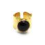 Bague-Large-Multi-Carres-Marteles-Acier-Dore-avec-Pierre-Ronde-Noire