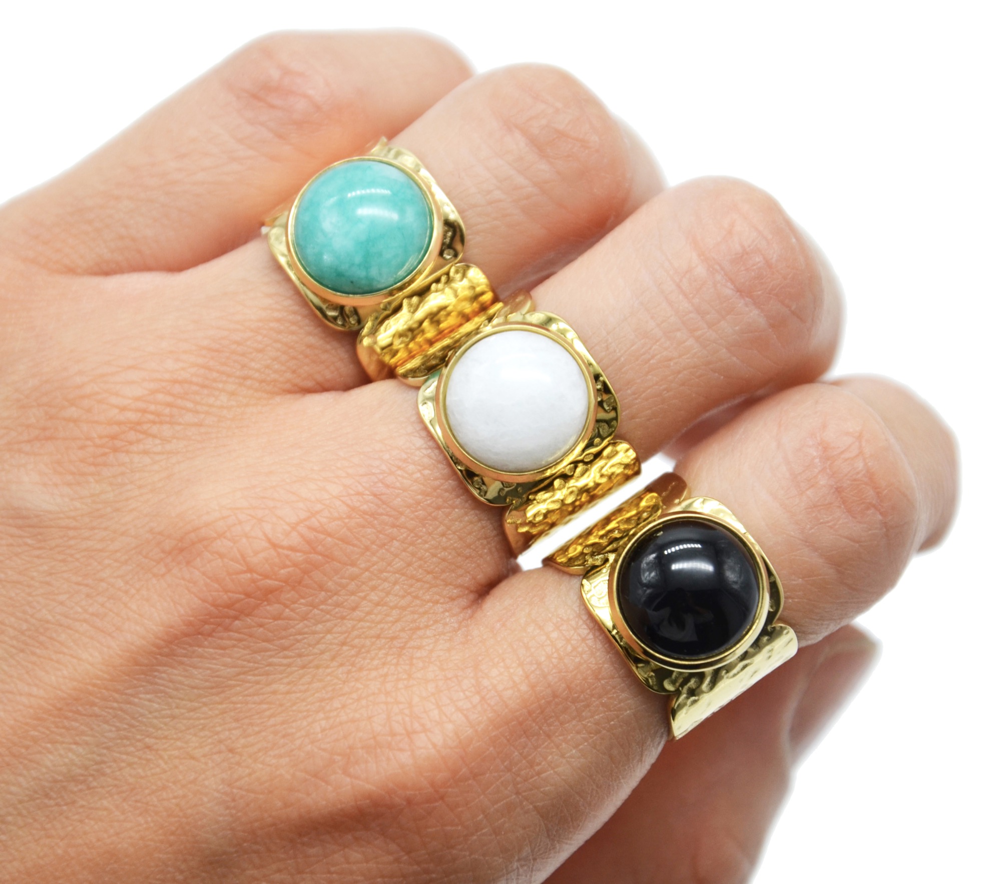 Bague large avec pierre deals