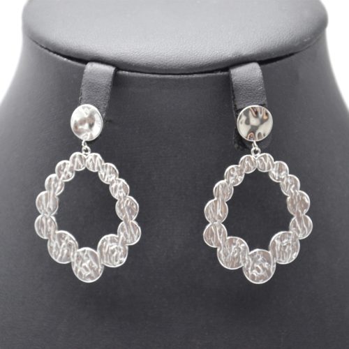 Boucles-dOreilles-Medaille-et-Goutte-Multi-Cercles-Marteles-Acier-Argente