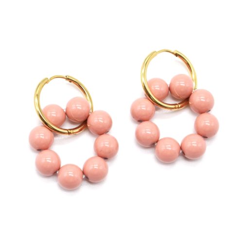 Boucles-dOreilles-Creoles-Acier-Dore-et-Anneau-Perles-Resine-Vieux-Rose