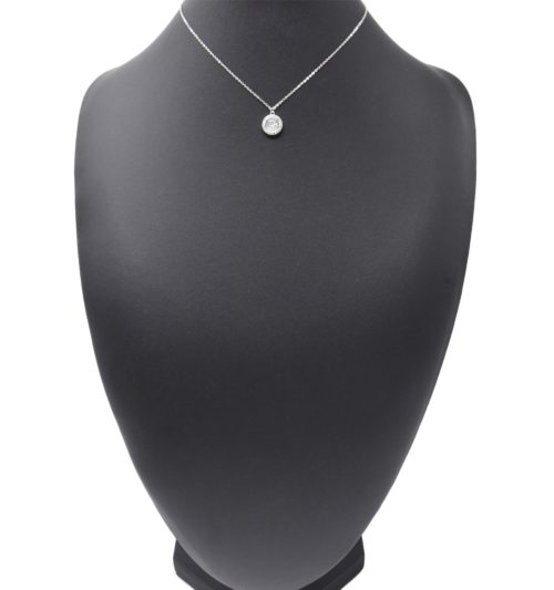 Collier-Chaine-Pendentif-Pierre-Resine-Contour-Strass-et-Etoile-Acier-Argente