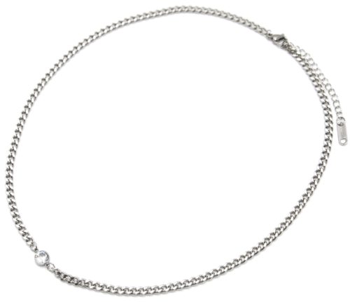 Collier-Chaine-Maillons-avec-Mini-Menottes-Acier-Argente