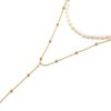 Collier-Double-Chaines-avec-Perles-dEau-Douce-et-Billes-Acier-Dore
