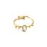 Bague-Anneau-avec-Billes-et-Pierre-Ovale-Blanche-Contour-Acier-Dore