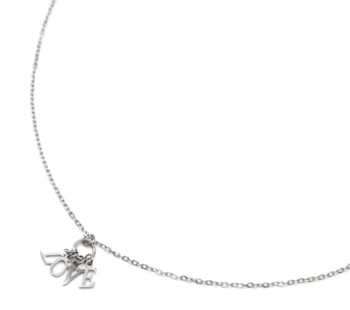 Collier-Fine-Chaine-Pendentif-Pampilles-Lettres-LOVE-Acier-Argente