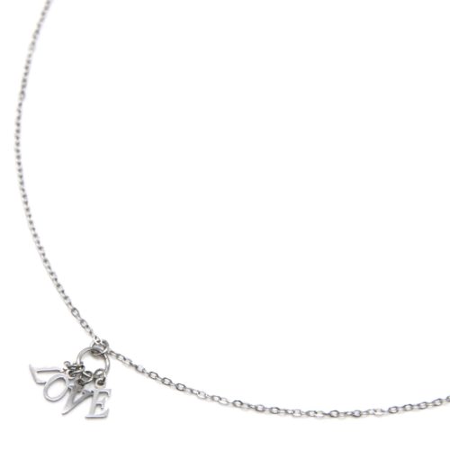 Collier-Fine-Chaine-Pendentif-Pampilles-Lettres-LOVE-Acier-Argente