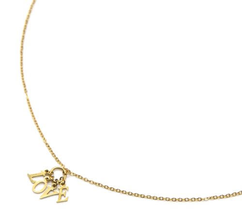 Collier-Fine-Chaine-Pendentif-Pampilles-Lettres-LOVE-Acier-Dore
