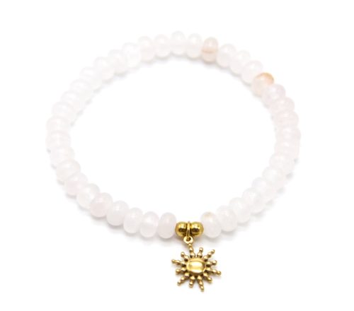 Bracelet-Pierres-Rose-Pale-et-Pampille-Soleil-Acier-Dore