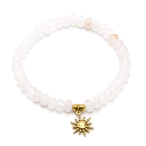 Bracelet-Pierres-Rose-Pale-et-Pampille-Soleil-Acier-Dore