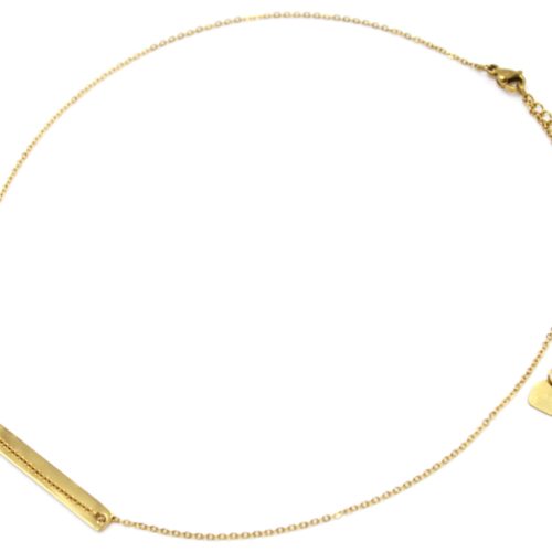 Collier-Fine-Chaine-Pendentif-Medaille-Rectangle-Acier-Dore