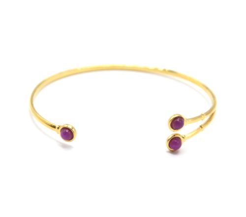 Bracelet-Jonc-Fin-Acier-Dore-avec-3-Pierres-Rondes-Mauves