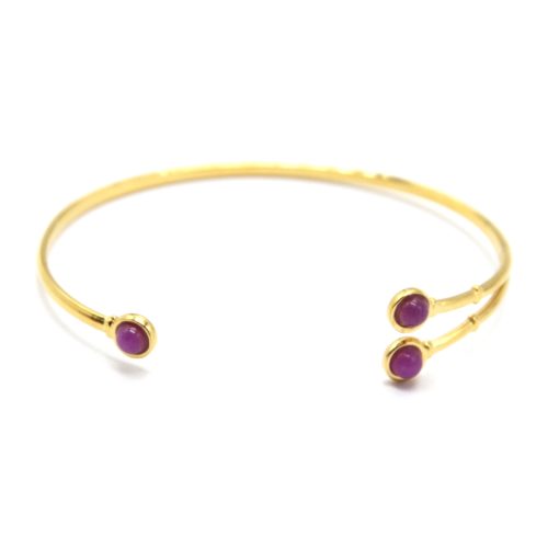 Bracelet-Jonc-Fin-Acier-Dore-avec-3-Pierres-Rondes-Mauves