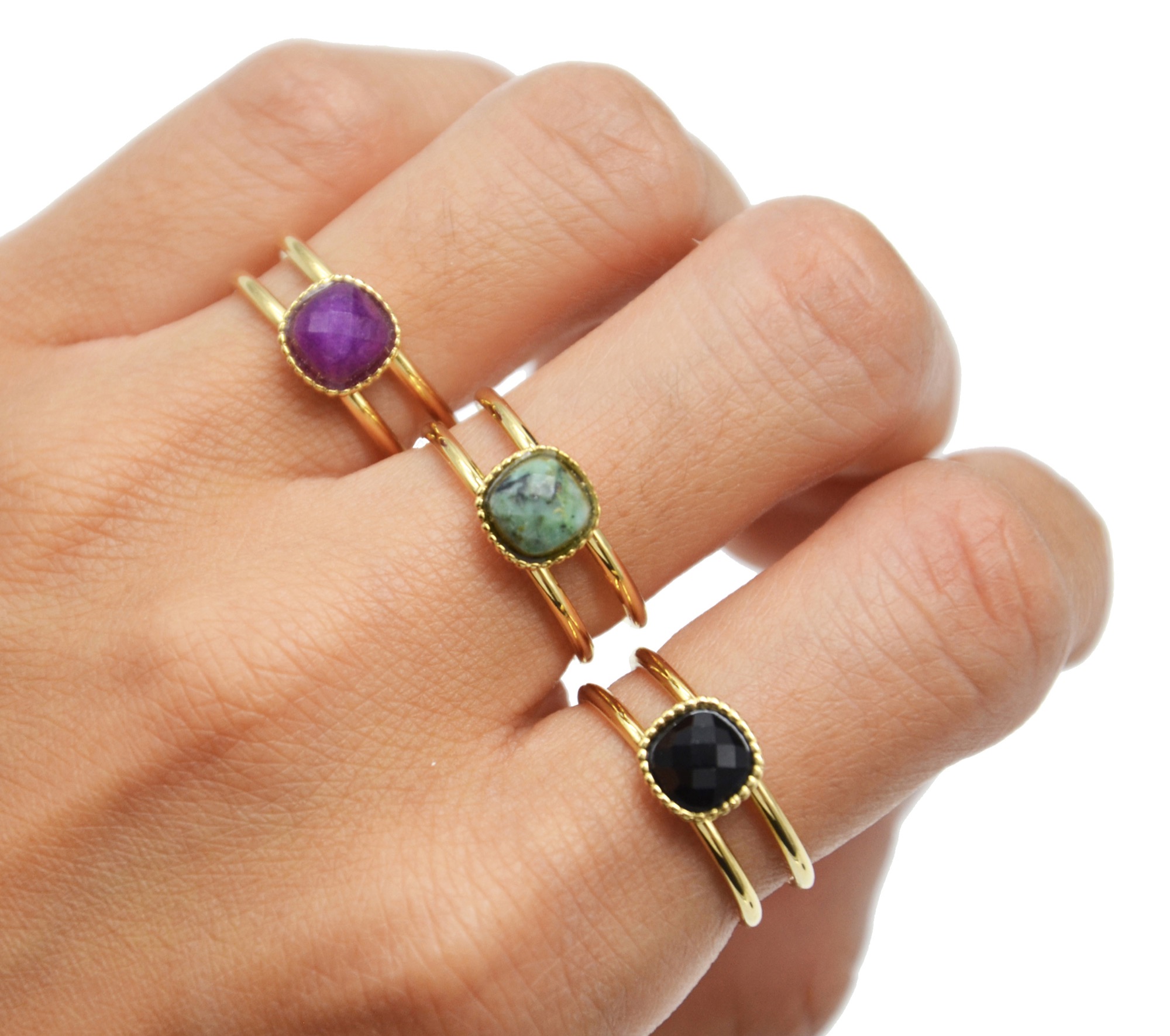 Bague avec top 2 pierres