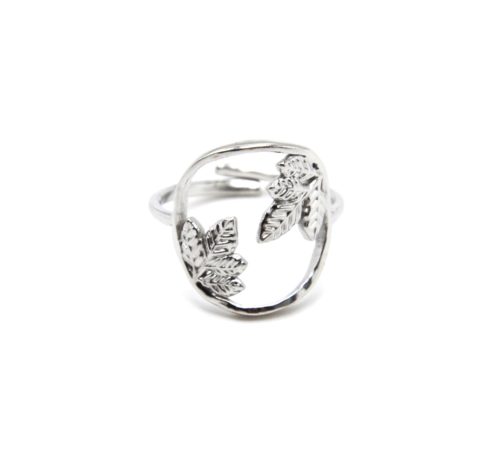 Bague-Fine-avec-Cercle-Feuilles-Acier-Argente