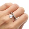 Bague-Elastique-Billes-avec-Pampille-Medaille-Rayons-Acier-Argente
