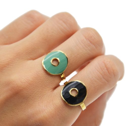 Bague-Anneau-Acier-Dore-avec-Cercle-Contour-Email