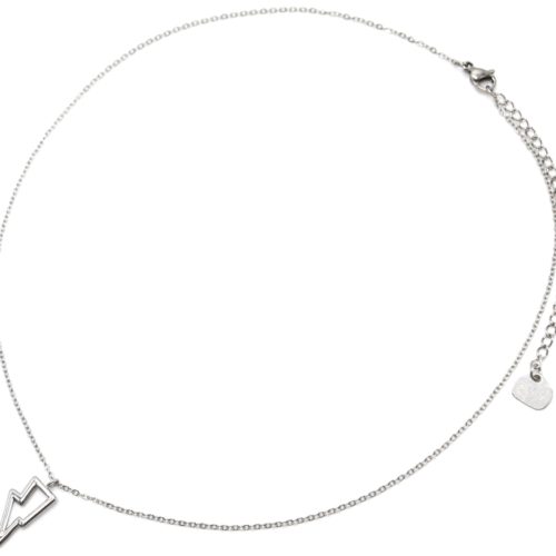 Collier-Fine-Chaine-Pendentif-Eclair-Contour-Acier-Argente