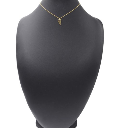 Collier-Fine-Chaine-Pendentif-Eclair-Contour-Acier-Dore