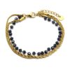 Bracelet-Triple-Chaines-Serpent-Ronde-Torsadee-Acier-Dore-et-Perles-Bleu-Nuit