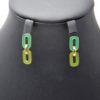 Boucles-dOreilles-Maillons-Email-Vert-Kaki-Contour-Acier-Dore