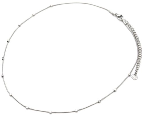 Collier-Chaine-Serpent-Ronde-avec-Multi-Carres-Acier-Argente