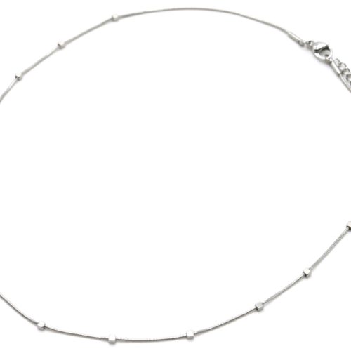 Collier-Chaine-Serpent-Ronde-avec-Multi-Carres-Acier-Argente