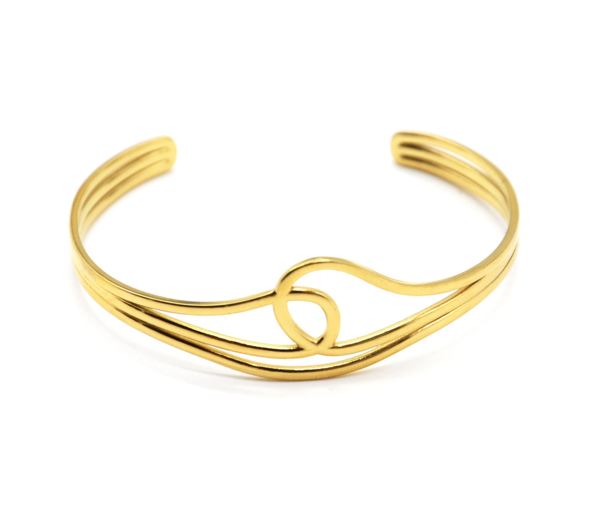 Bracelet-Jonc-Multi-Rangs-avec-Boucles-Acier-Dore