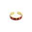 Bague-Anneau-Acier-Dore-avec-Multi-Rectangles-Email-Rouge