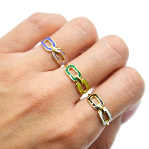 Bague-Fine-avec-Maillons-Email-Couleur-et-Contour-Acier-Dore