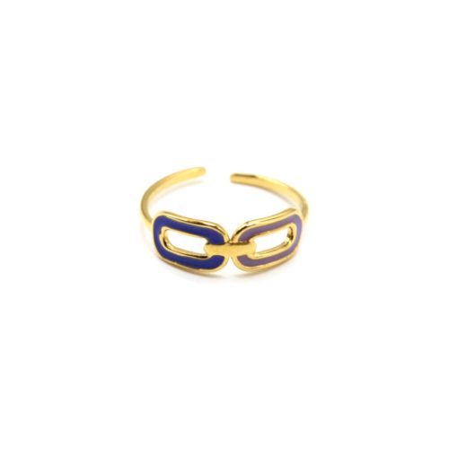 Bague-Fine-avec-Maillons-Email-Violet-et-Contour-Acier-Dore