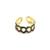 Bague-Anneau-Acier-Dore-avec-Multi-Maillons-Email-Noir-Gris