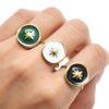 Bague-Fine-avec-Medaille-Email-Couleur-et-Etoile-Polaire-Acier-Dore