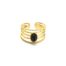 Bague-Large-avec-Multi-Rangs-Billes-Acier-Dore-et-Pierre-Ovale-Noire