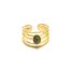 Bague-Large-avec-Multi-Rangs-Billes-Acier-Dore-et-Pierre-Ovale-Verte