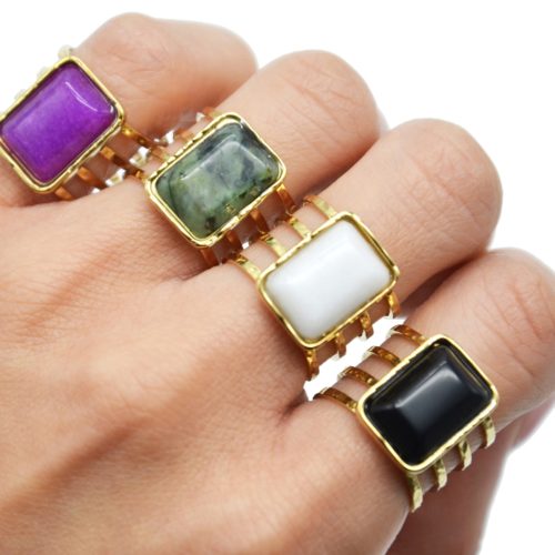 Bague-Manchette-Multi-Rangs-Acier-Dore-et-Pierre-Rectangle-Couleur