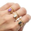 Bague-Double-Rangs-Billes-Maillons-Acier-Dore-et-Pierre-Rectangle-Couleur