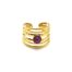 Bague-Multi-Rangs-Marteles-Acier-Dore-et-Pierre-Ronde-Mauve