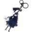 Porte-Cles-Bijou-de-Sac-Poupee-Metal-Noir-Robe-Dentelle-et-Pompon-Bleu