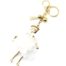Porte-Cles-Bijou-de-Sac-Poupee-Metal-Dore-Robe-Tissu-et-Pompon-Ecru